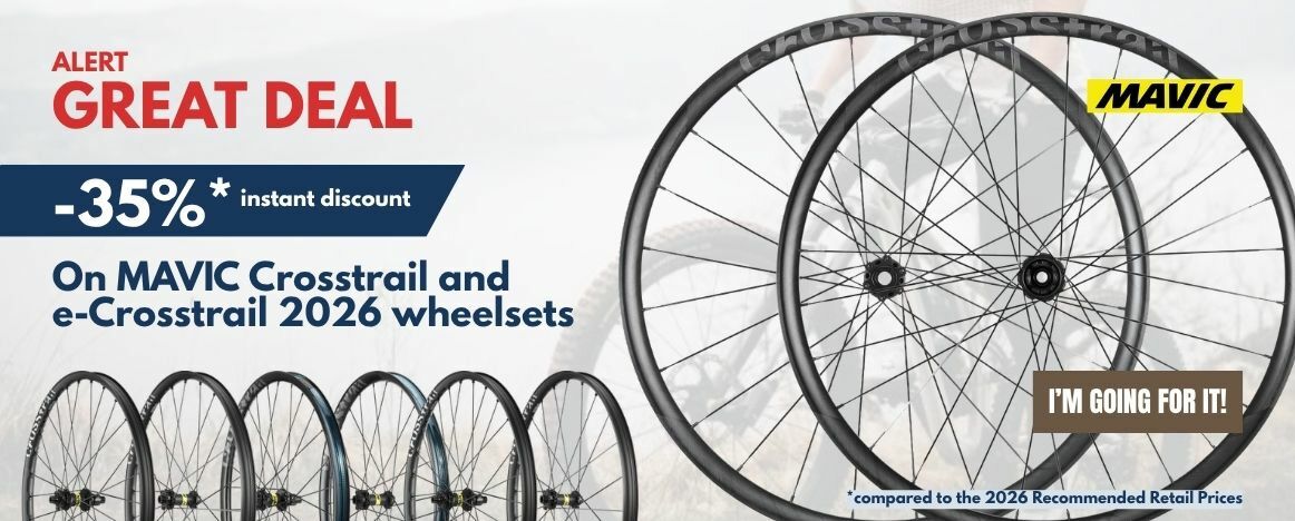 En ce moment, -35% sur les paires de roues Crosstrail et e-Crosstrail de MAVIC !