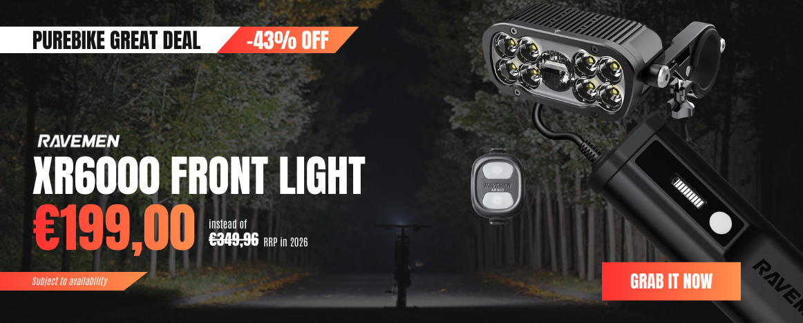 La lampe avant Ravemen XR6000 est à 199 € exceptionnellement et jusqu'à rupture de stock !