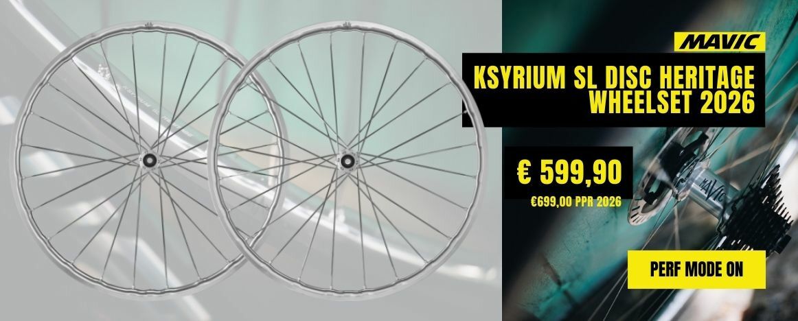 Passe au niveau supérieur en t'équipant avec les nouveaux Ksyrium SL Disc Heritage à 599€!
