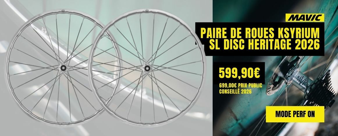 Passe au niveau supérieur en t'équipant avec les nouveaux Ksyrium SL Disc Heritage à 599€!