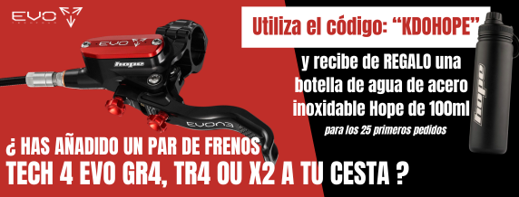 Utilise le code KDOHOPE dans ton panier si tu achètes une paire de freins HOPE TECH 4 EVO