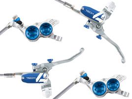 Hope Paire de freins à disque Tech 4 V4 Argent / Bleu - Durite aviation 2025