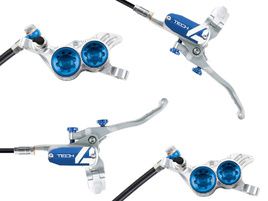 Hope Paire de freins à disque Tech 4 V4 Argent / Bleu - Durite Standard 2025