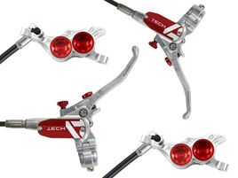 Hope Tech 4 E4 Disc Brake Set Silver / Red - Standard Hose 2025