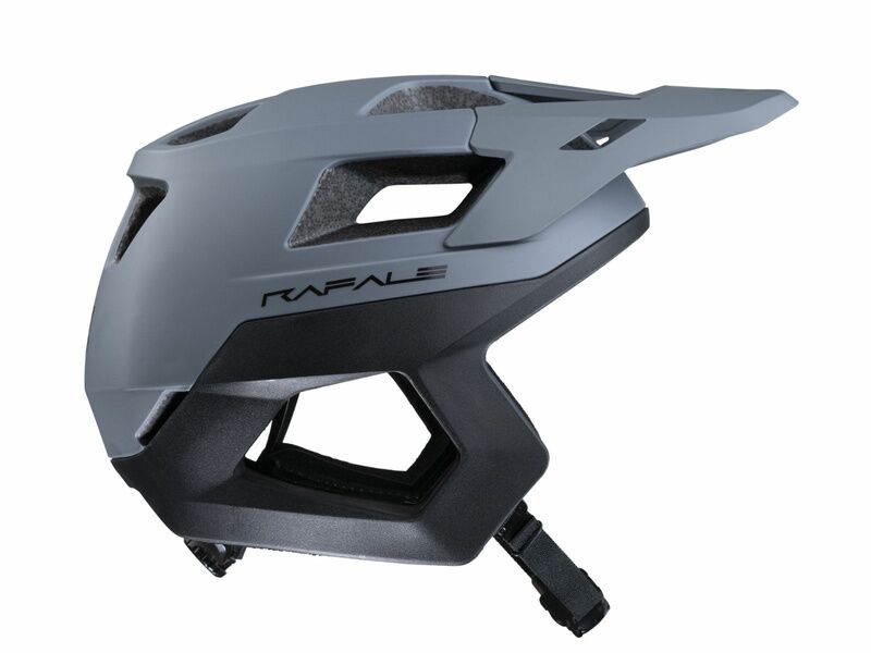 Casque VTT jet Kenny Racing Rafale gris et noir avec boucle magnétique Fidlock
