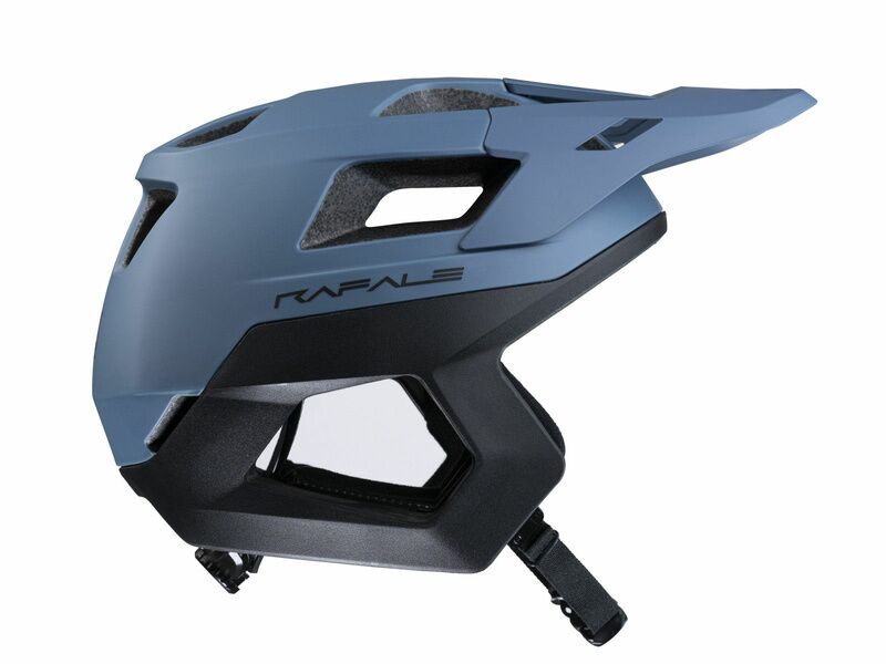 Casque VTT jet Kenny Racing Rafale bleu et noir avec boucle magnétique Fidlock